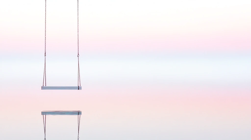 swing set in the middle of a foggy lake one swing slowly moving desktop wallpaper 4k