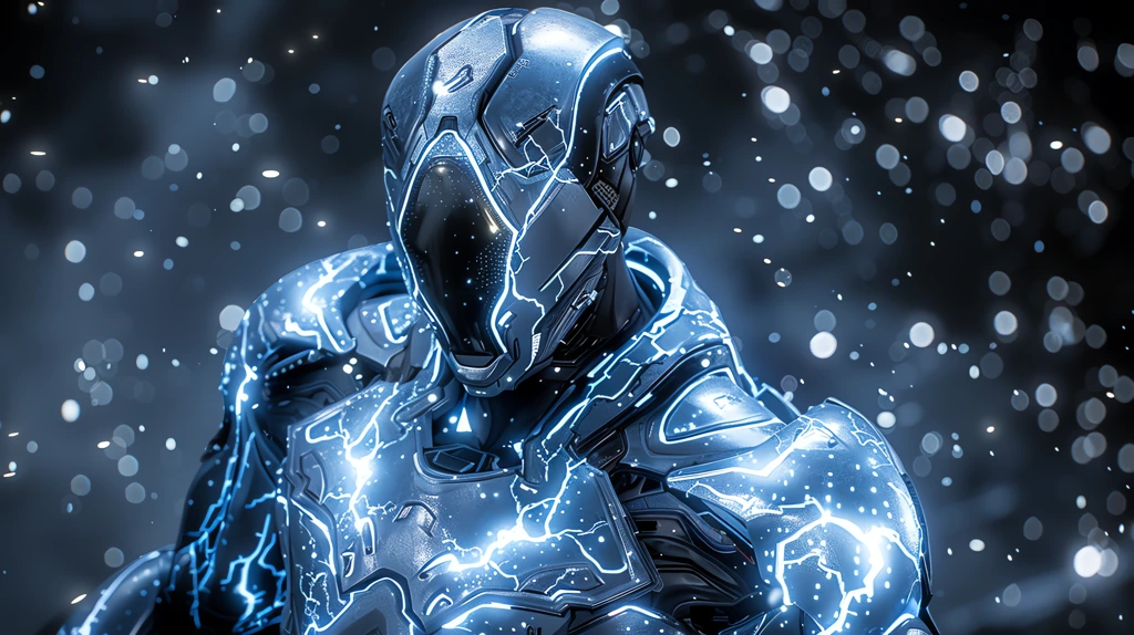 temporal manipulator dons a sleek metallic suit adorned with pulsating energy lines desktop wallpaper 4k