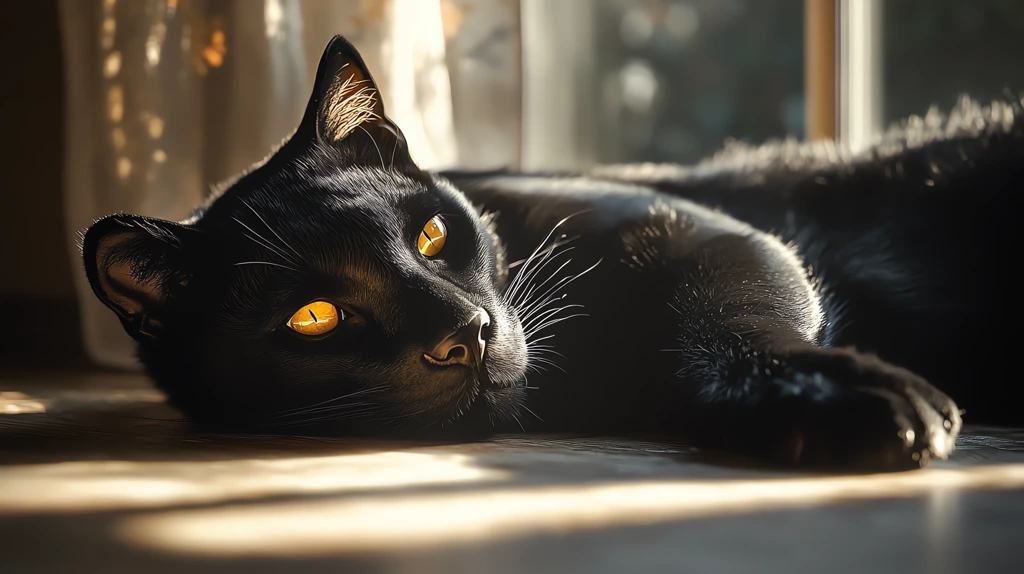 the black black panther sleek and powerful lay on the floor looking with yellow eyes desktop wallpaper 4k