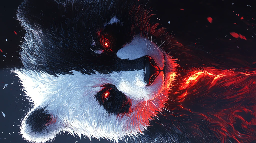 the harsh panda and black panda symmetrical phone wallpaper 4k