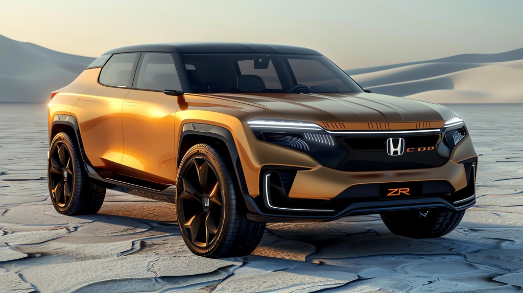 the hybrid sand color 2025 honda zr-v striking against the backdrop desktop wallpaper 4k