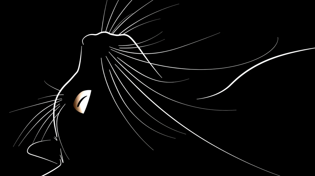 the outline of a black cat using simple lines phone wallpaper 4k