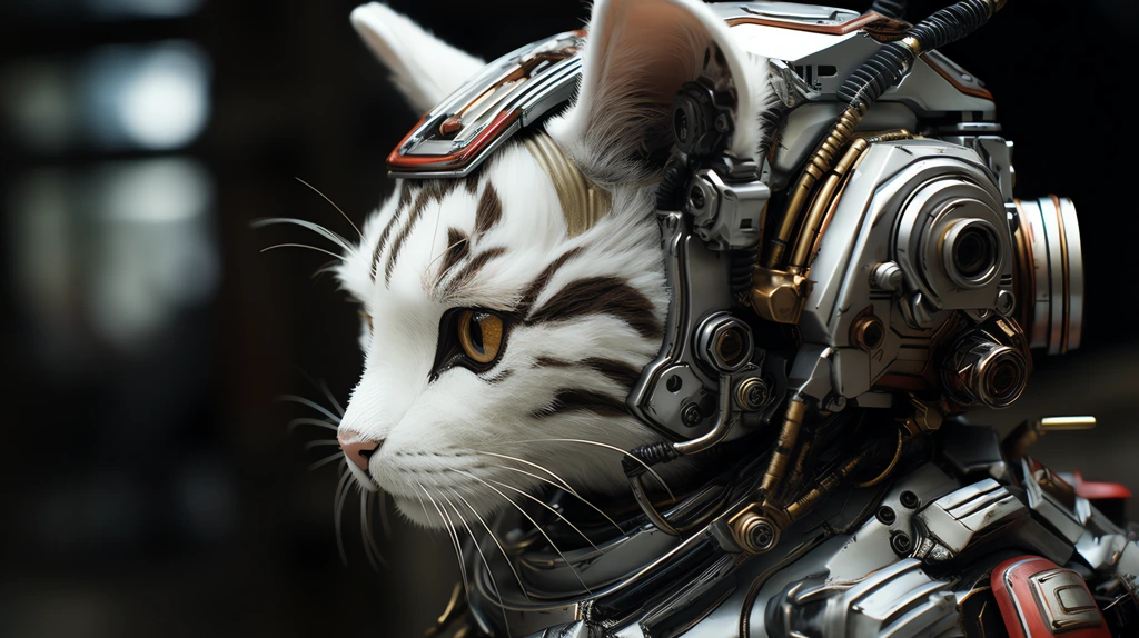 the robot kitten future realistic desktop wallpaper 4k