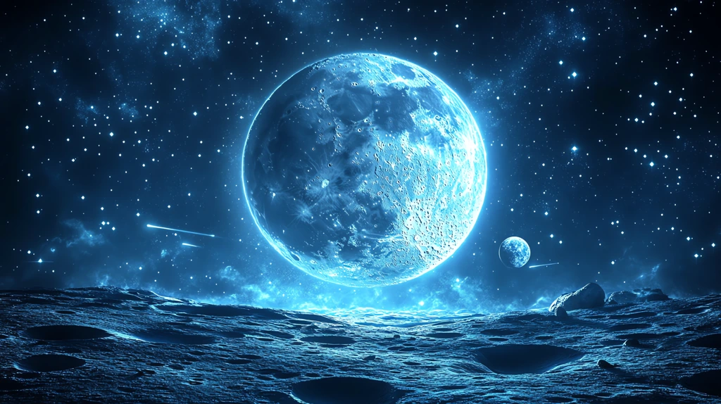 the surface of the moon the cosmos in blue tones planet stars desktop wallpaper 4k