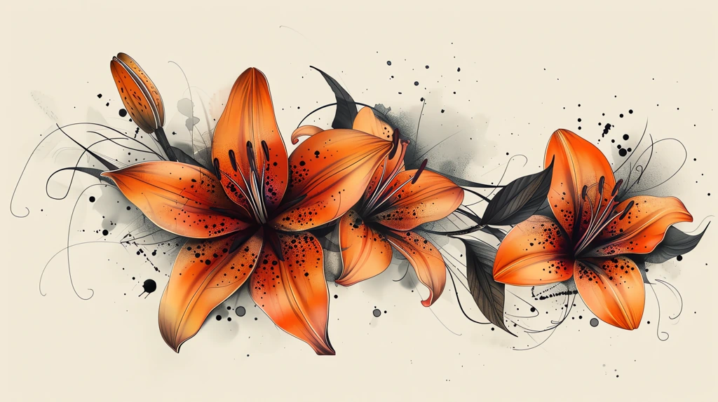 the tattoos lily kit flower in the style of pastel dream desktop wallpaper 4k