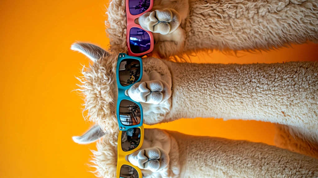 three alpacas wearing colorful vibrant sunglasses phone wallpaper 4k