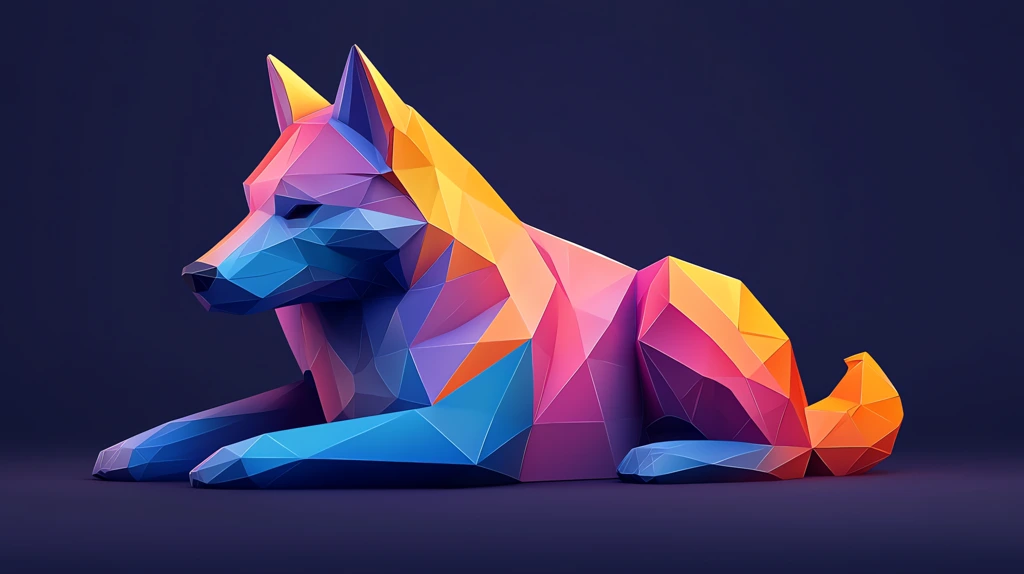 three-dimensional dingo artcolor colorful modern and minimalist dog desktop wallpaper 4k