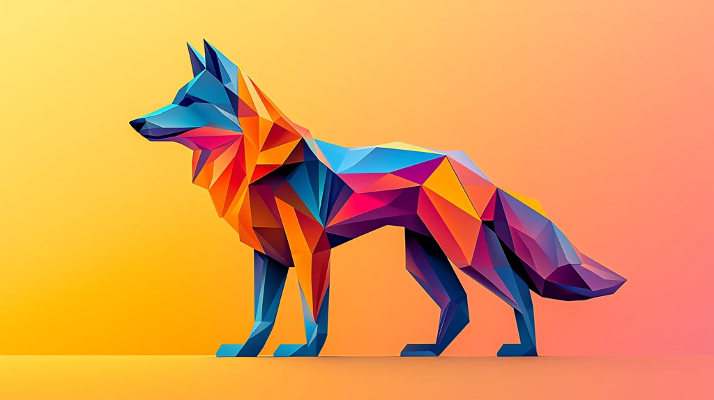 three-dimensional dingo dog artcolor colorful modern desktop wallpaper 4k