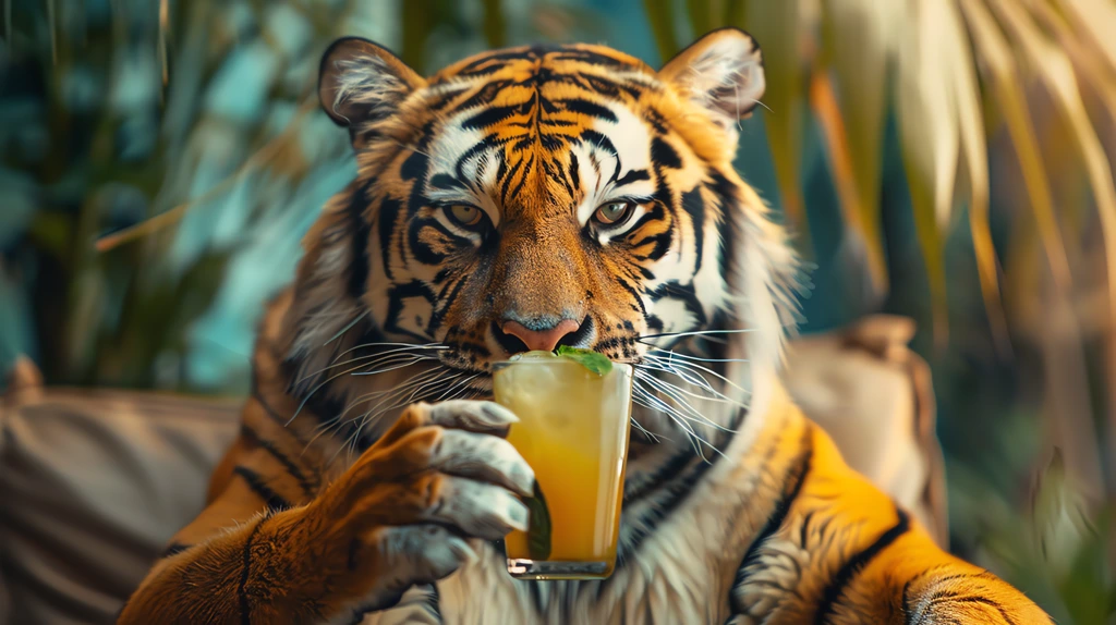 tiger dressed like a trendy person in summer desktop wallpaper 4k