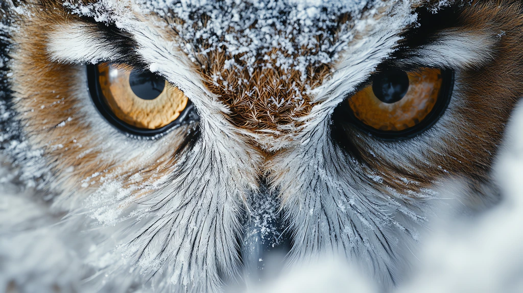 tiger owl face surreal over snow fur forest desktop wallpaper 4k