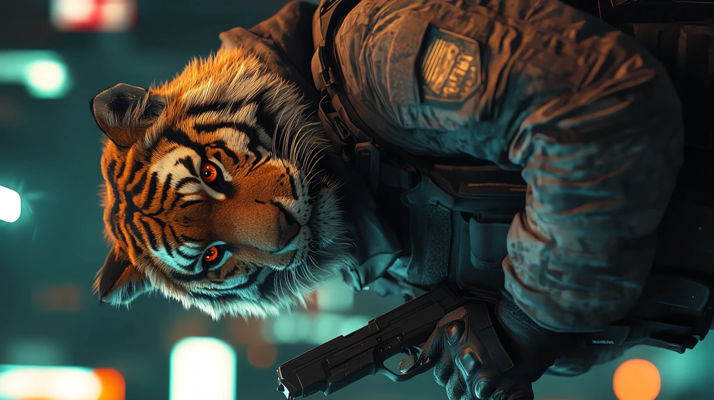 tiger wearing swat tactical gear version four phone wallpaper 4k