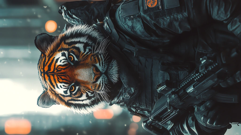 tiger wearing swat tactical gear version three phone wallpaper 4k