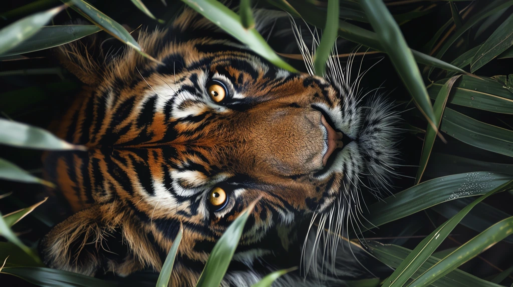 tigre hidden behind bamboo phone wallpaper 4k