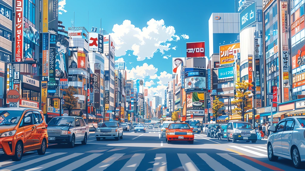 tokyo street on a sunny day with cars and motorcycles filling the lanes desktop wallpaper 4k