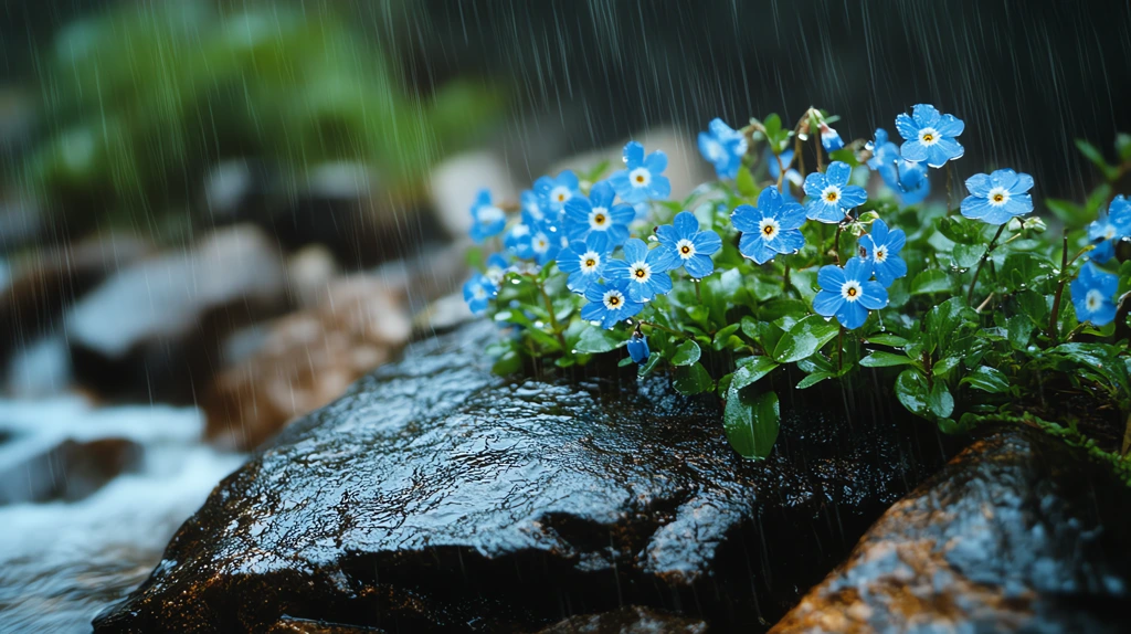 tonyteoeth_thunder_rumbling_rain_pattering_forget-me-nots_grow_6ee72e5b-7fa7-48a4-a349-118383121eaf desktop wallpaper 4k