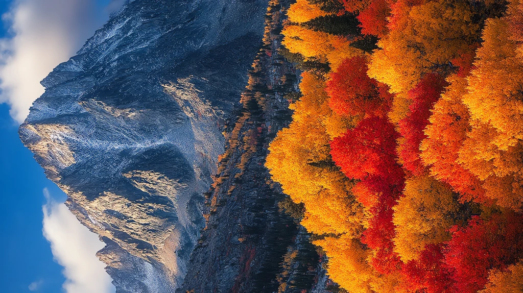 towering mountain peak autumn scenery phone wallpaper 4k