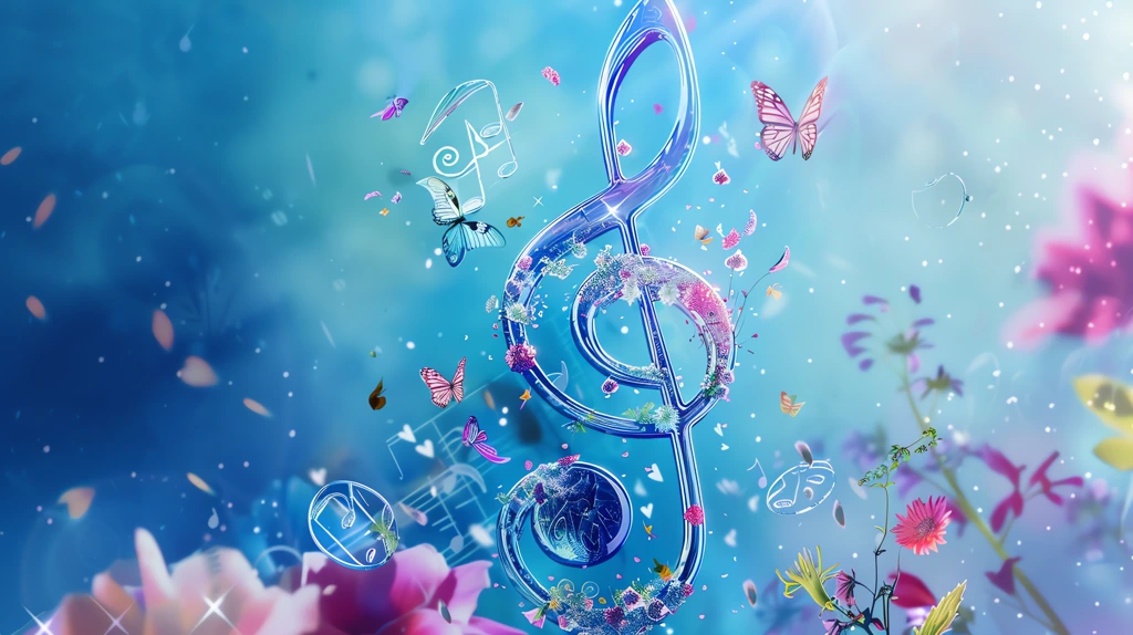 treble clef with butterflies and flowers desktop wallpaper 4k