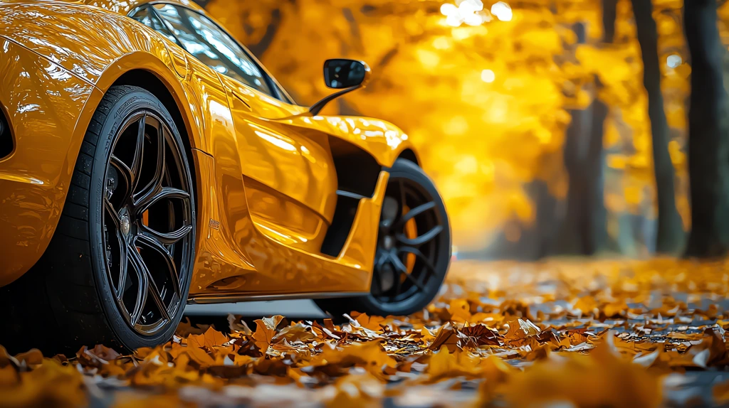 trees car is yellow in color with black rims desktop wallpaper 4k