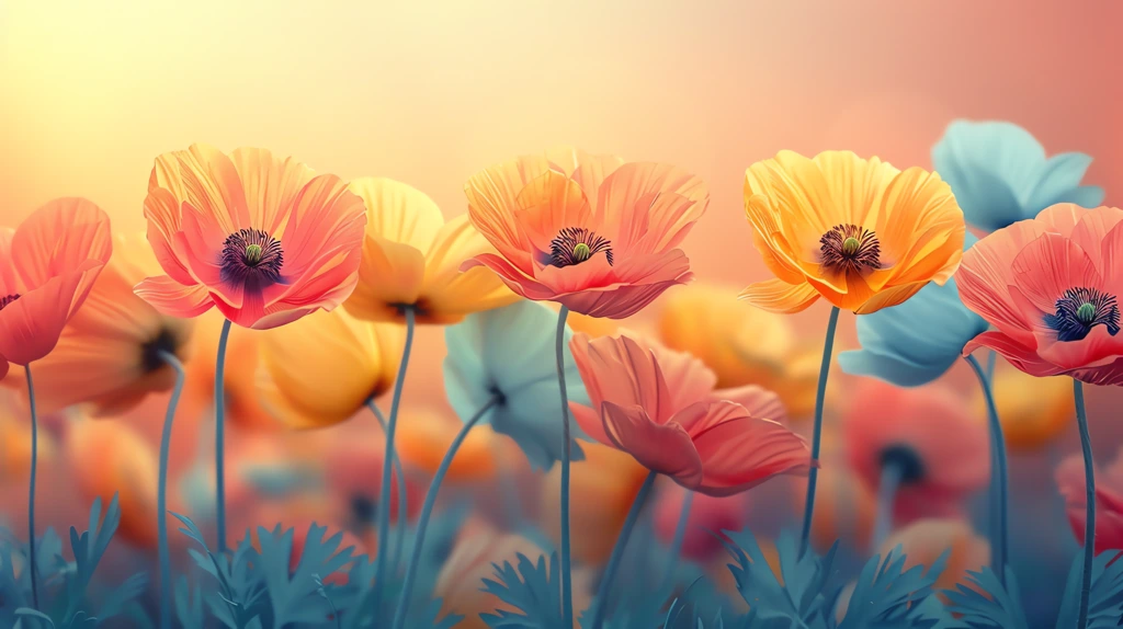 trendy poppy with yellow pastel colours desktop wallpaper 4k