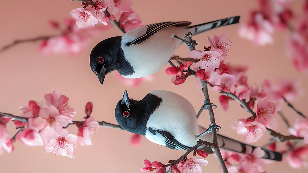 two beautiful magpies stand on a branch phone wallpaper 4k