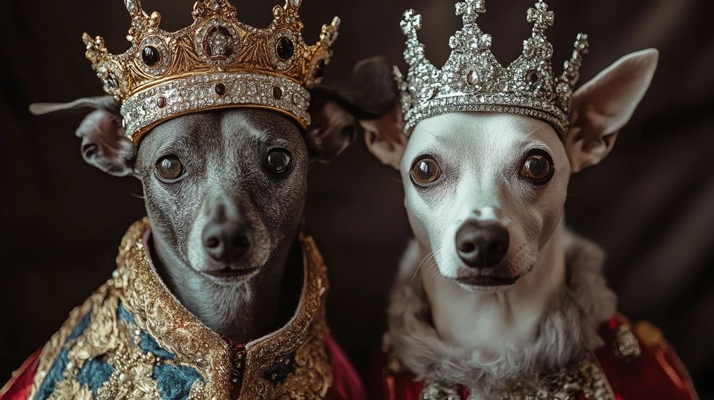 two dog wear royal costume desktop wallpaper 4k