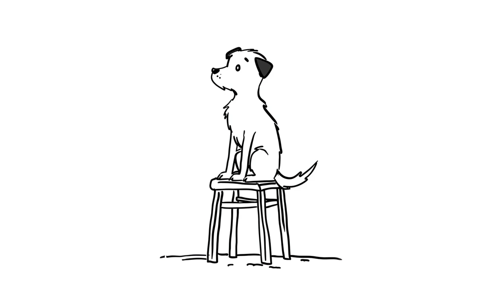 ultra minimalist artwork dog sitting on a stool desktop wallpaper 4k