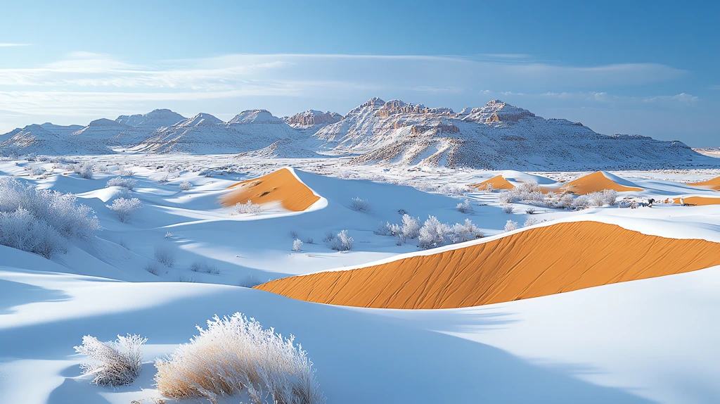 vast desert transformed into a snowy wonderland version four desktop wallpaper 4k