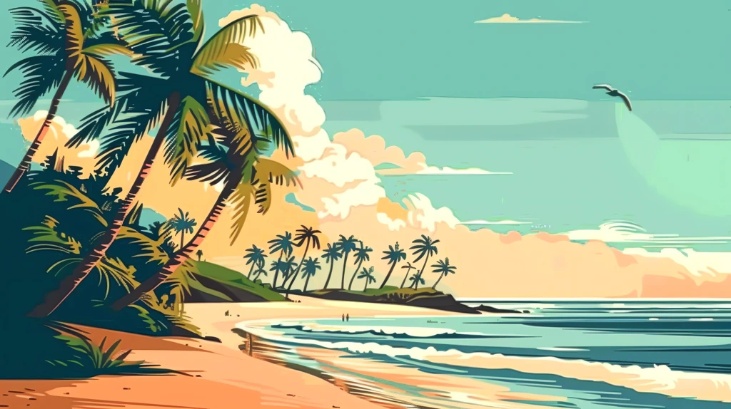 vector illustration of the beach desktop wallpaper 4k