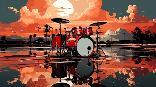 vector red chrome drum kit 1 technology desktop wallpaper full hd 4k free download