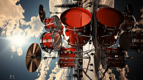 vector red chrome drum kit 6 technology phone wallpaper full hd 4k free download