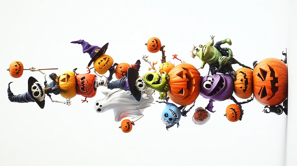 vertical stack of halloween characters phone wallpaper 4k