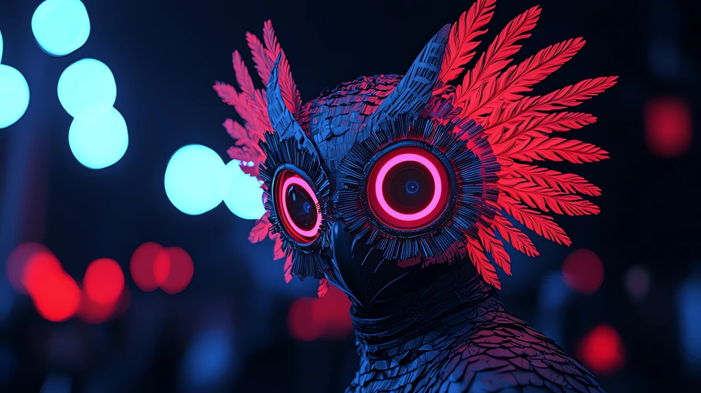 vibrant feathered floral owl mask single oled indicator light desktop wallpaper 4k