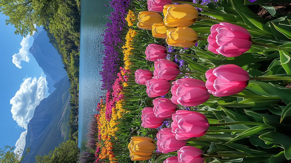 vibrant tulips in shades of pink and yellow bloom phone wallpaper 4k