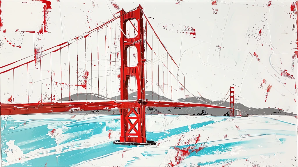 view painting in the style of handmade of the golden gate bridge desktop wallpaper 4k