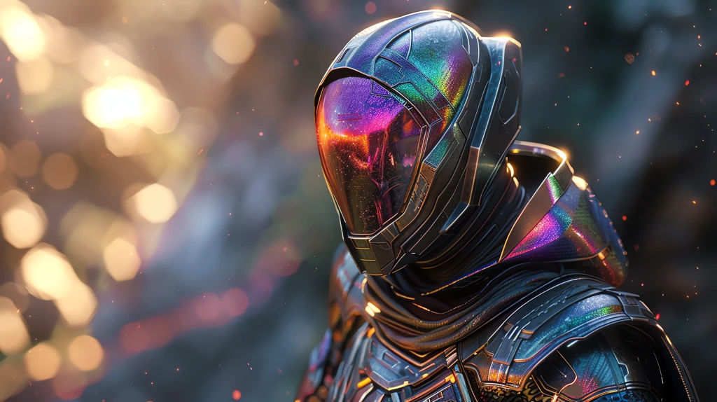 warlock rainbow prismatic liquid metal suit of armor desktop wallpaper 4k
