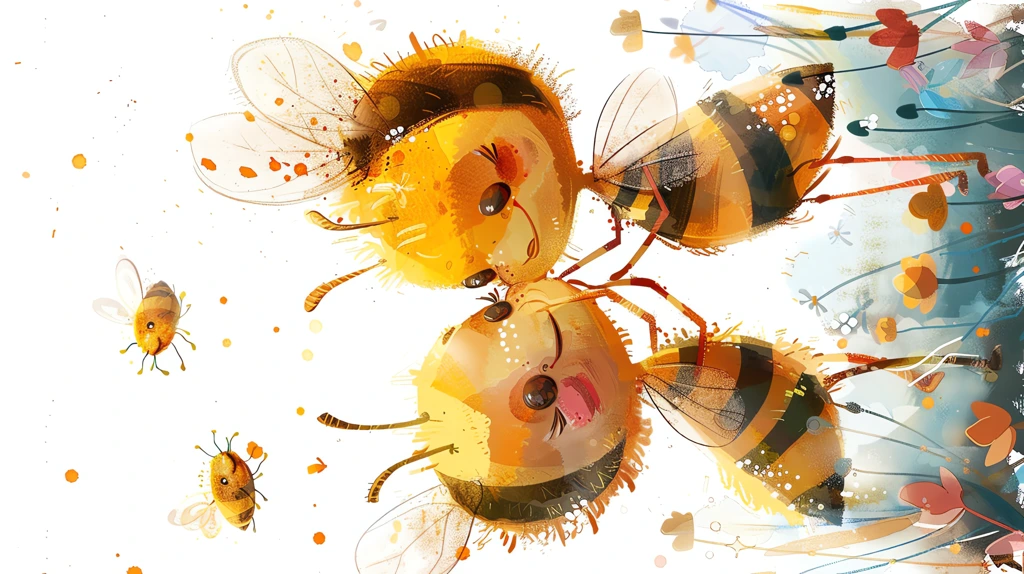 watercolor cute happy bees kissing with smile phone wallpaper 4k