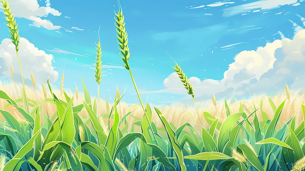 wheat field illustration light green wheat blue sky desktop wallpaper 4k