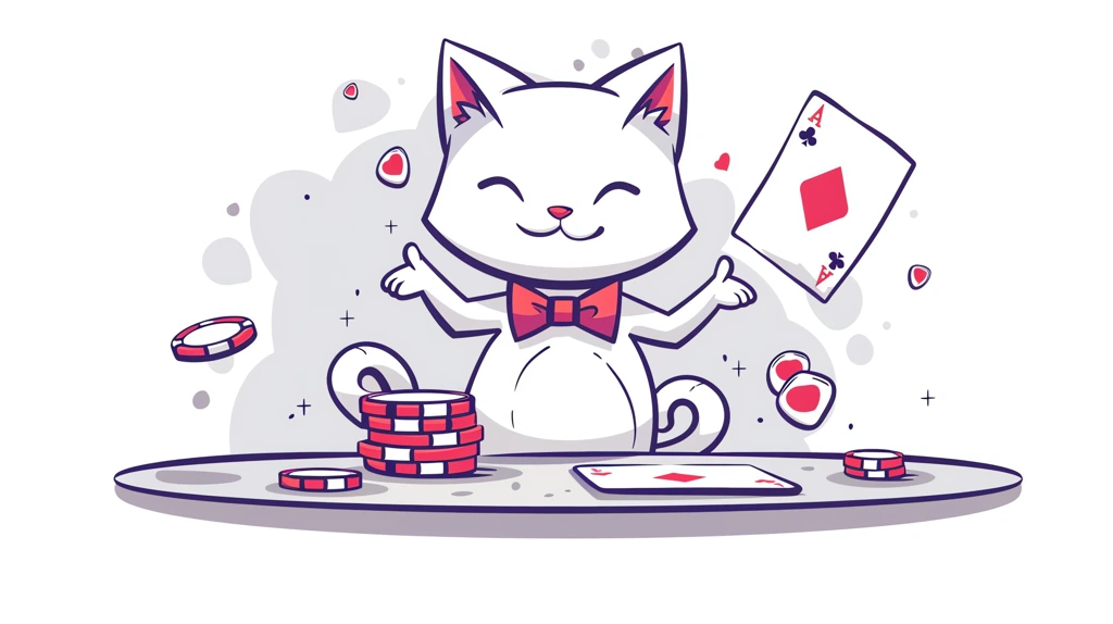 white cat playing with poker cards flat 2d vector desktop wallpaper 4k