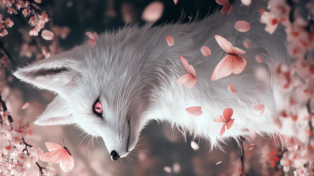 white fox with pale pink eyes is very cute phone wallpaper 4k