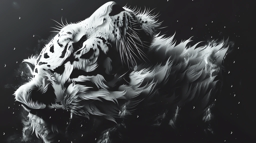 white tiger beast paper-cut art phone wallpaper 4k