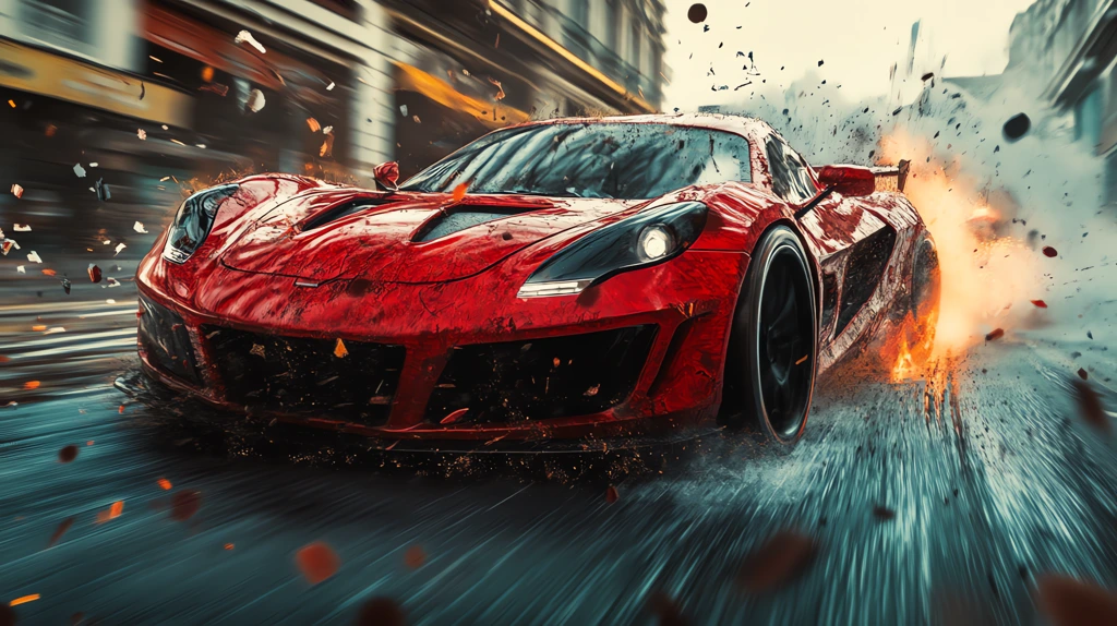 wild car race on the street desktop wallpaper 4k