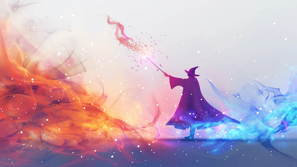 wizard casting a spell in an ultra-minimalist desktop wallpaper 4k