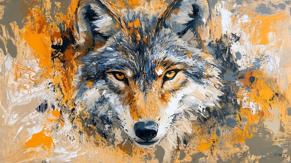 wolf alpha male oil acrylic ink desktop wallpaper 4k