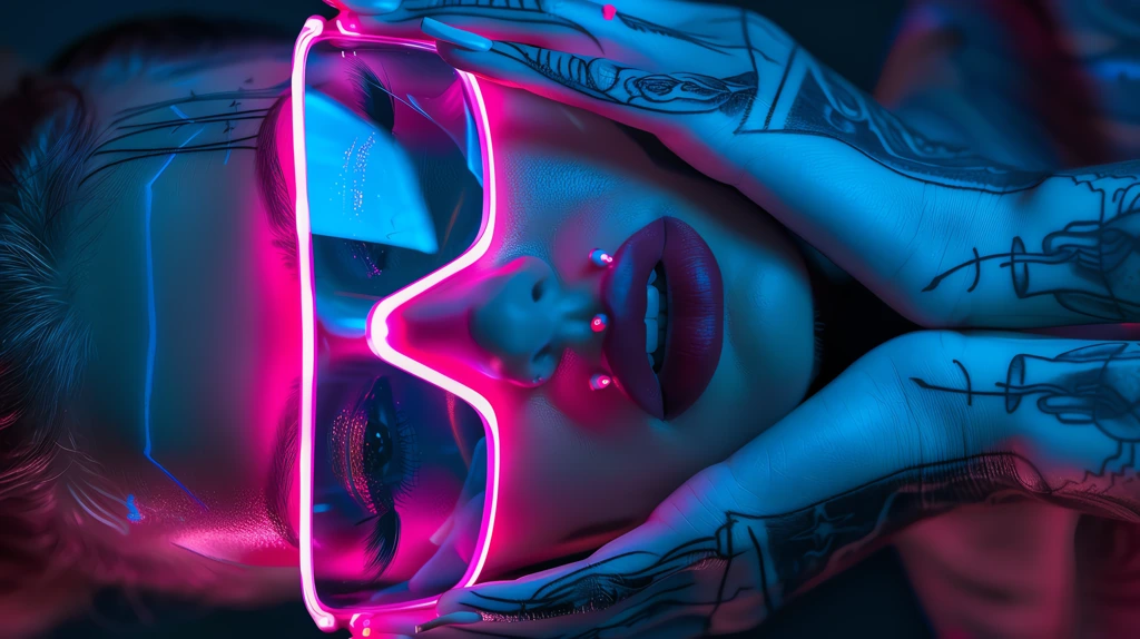 woman tatto with futuristic cyber phone wallpaper 4k