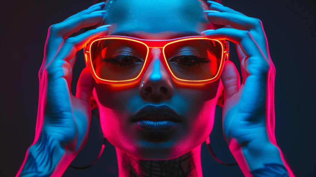 woman with futuristic cyber simple sunglasses desktop wallpaper 4k