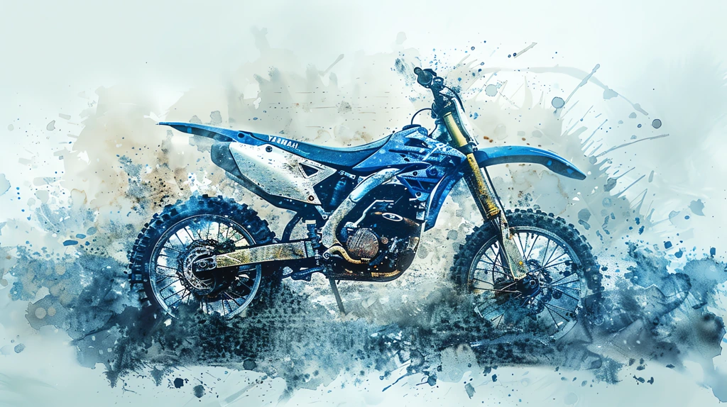 yamaha dirt bike, in the style of blue color palettes desktop wallpaper 4k