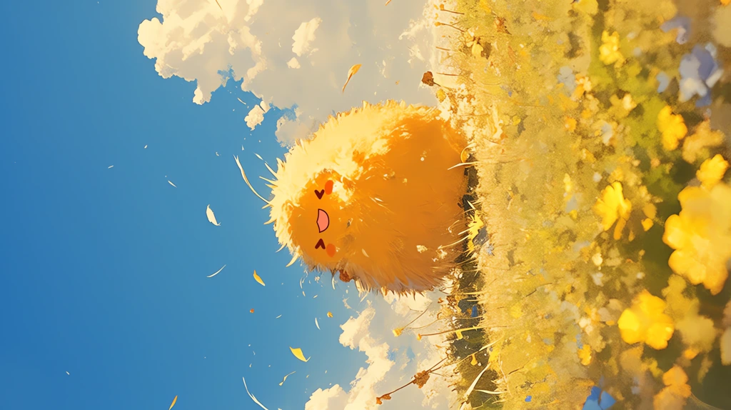 yellow fluffy animated creature phone wallpaper 4k