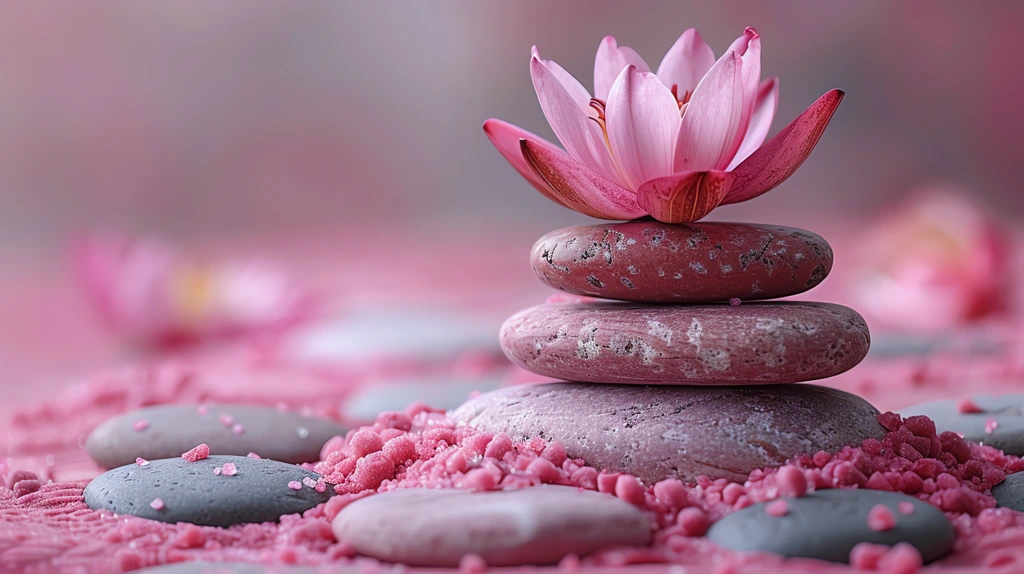 zen stones velvet sand and lotus flower on pink desktop wallpaper 4k